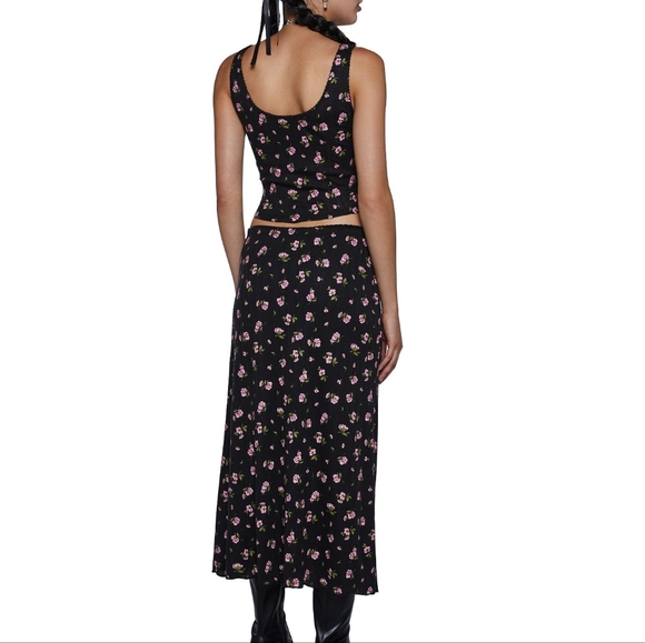 Dolls Kill Delia's Rose Print Tank and Skirt Set Large NWT - Picture 3 of 4